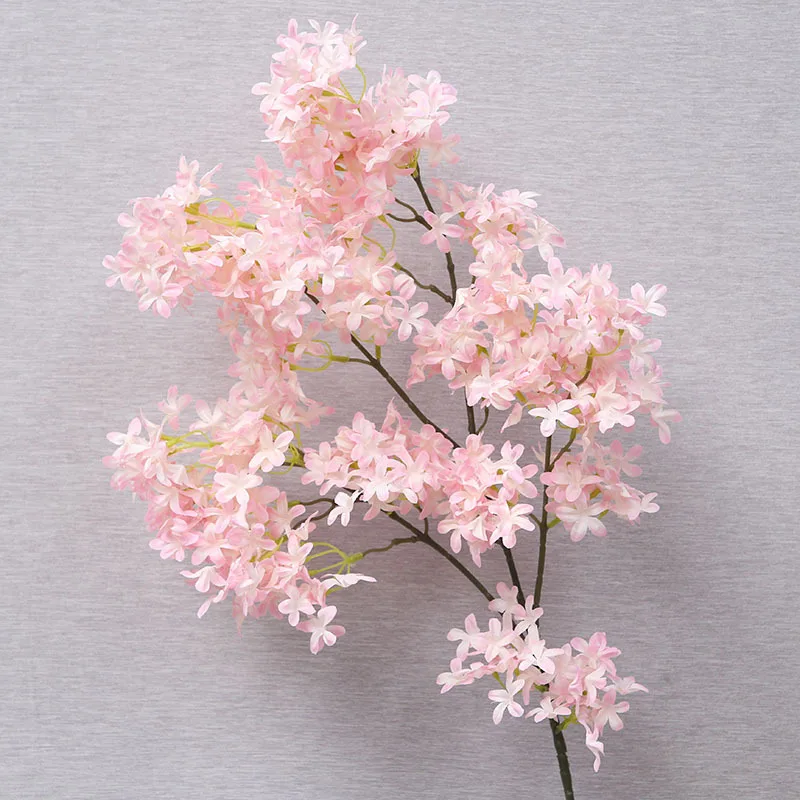 90 см большие искусственные цветы вишня Слива персик цветок пластик длинный стебель Шелковый цветок ветка искусственный цветок для свадьбы украшение дома - Цвет: pink