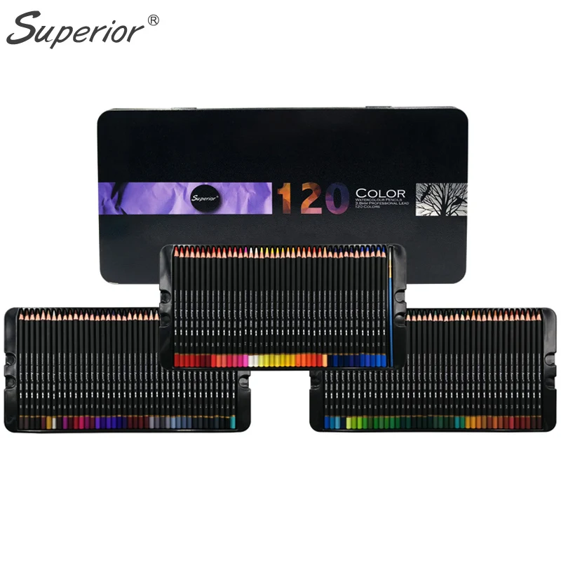 

Superior Artist 120 Colored Pencils lapis de cor Professional aquarela colores 120 Watercolor Pencils for Art School Supplies