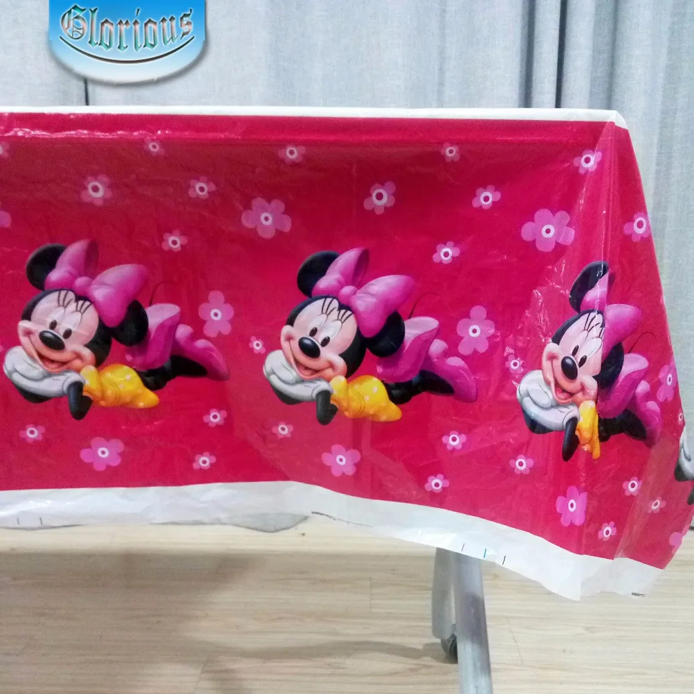 108cm*180cm Minnie Mouse Party Disposal Table Cloth Birthday Party