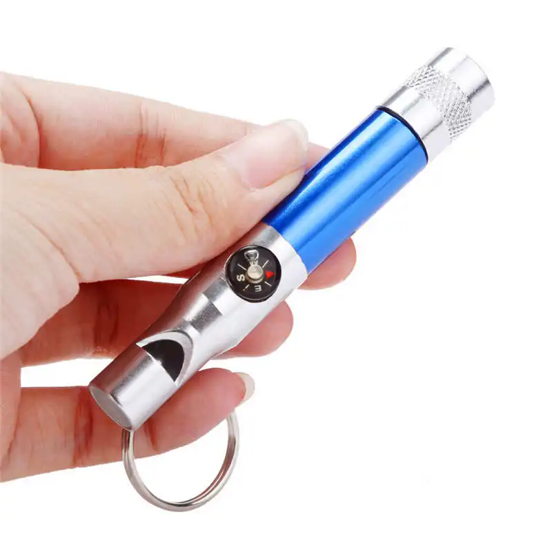3 In 1 Keychain Flashlight Compass Whistle Camping Survival Hiking Tool powerful led flashlight Mini fanatic #4S10  (6)