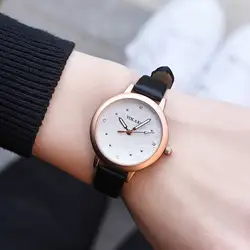 Горячая 2018 новый стиль женские кожаные часы Роза корпус часов искусственный алмаз масштаба модный и изысканный леди кварцевые часы