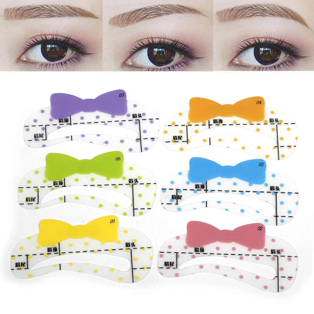

6pcs/lot Reusable Eyebrow Template Stencils Brow Grooming Card trimming shaping beauty Kit DIY Eyebrows Makeup tool for Women