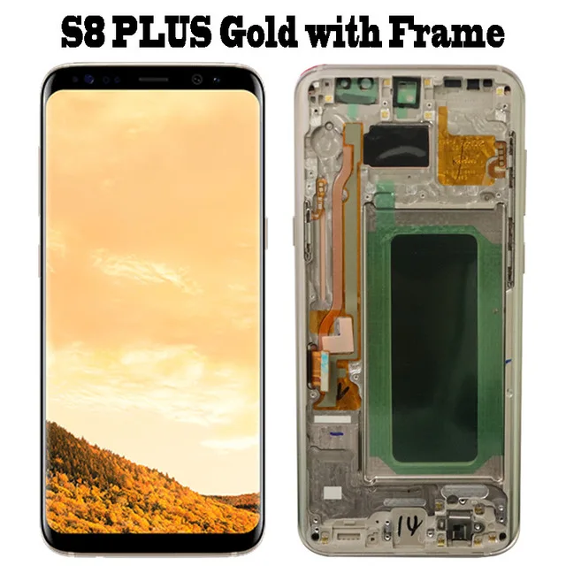 С надписями «Original» и «ожог-тени Дисплей для Samsung Galaxy S8 G950F G950U S8 плюс ЖК-дисплей G955 G955F ЖК-дисплей с Экран сенсорный экран с рамкой - Цвет: S8 Plus Gold