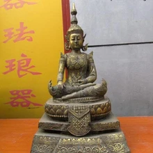 Коллекционные бронзовый лев статуя S0197 2" Тибет Буддизм Храм Медь Бронза Gild Таиланд Будда Шакьямуни статуя