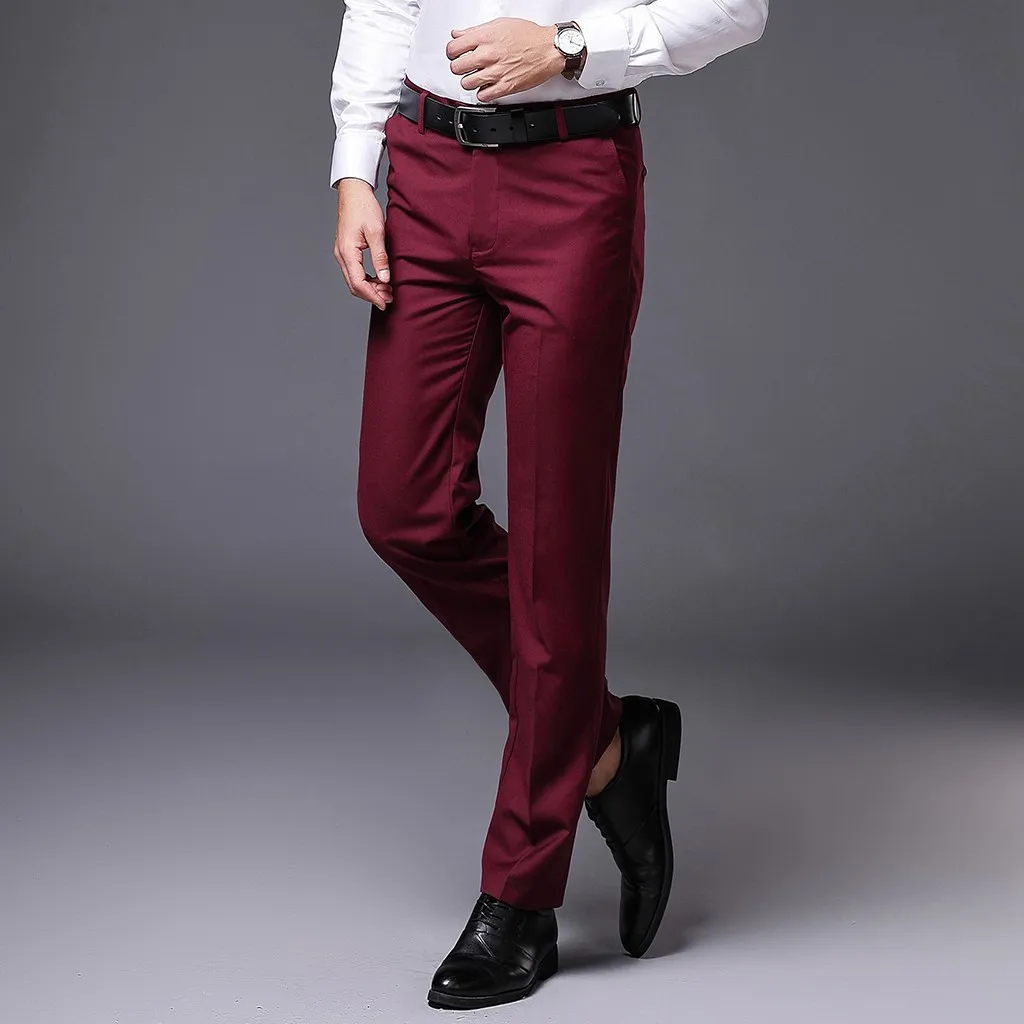 Slim Fit Летние тонкие Повседневное Бизнес Мужская Мода стиль чистый-цветные брюки для самосовершенствования брюк 28-42