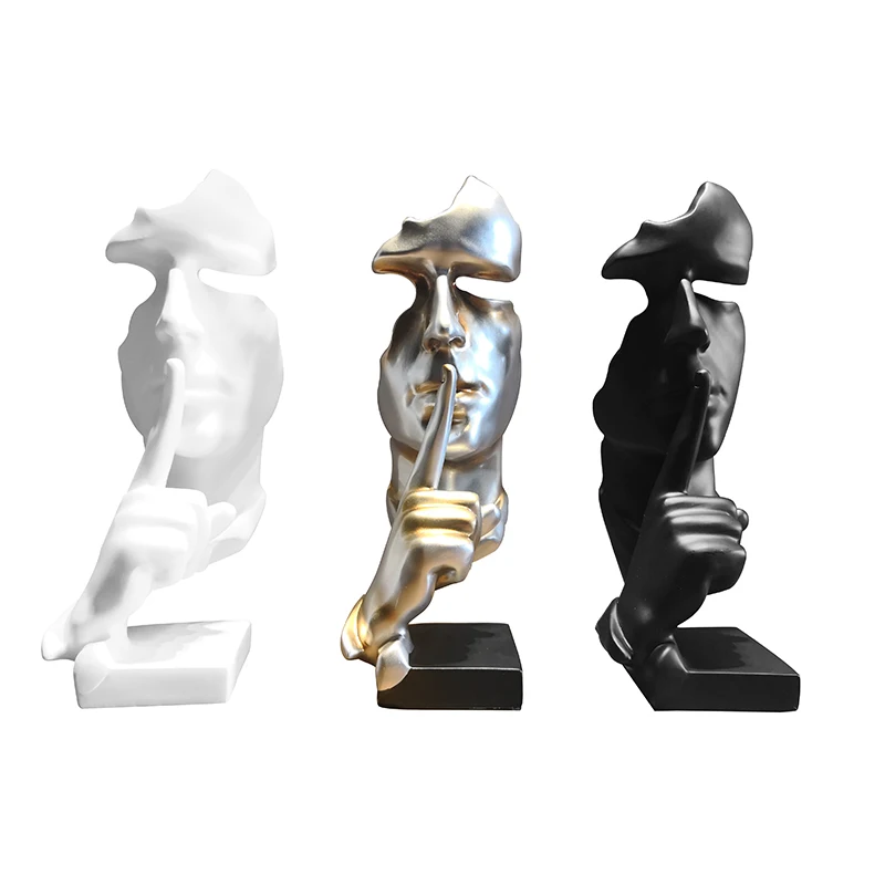 Beste Creatieve Denker Standbeelden Retro Abstracte Tekens Beeldje Niet Spreken Miniatuur Sculptuur Woondecoratie Desktop Ambachten Gift