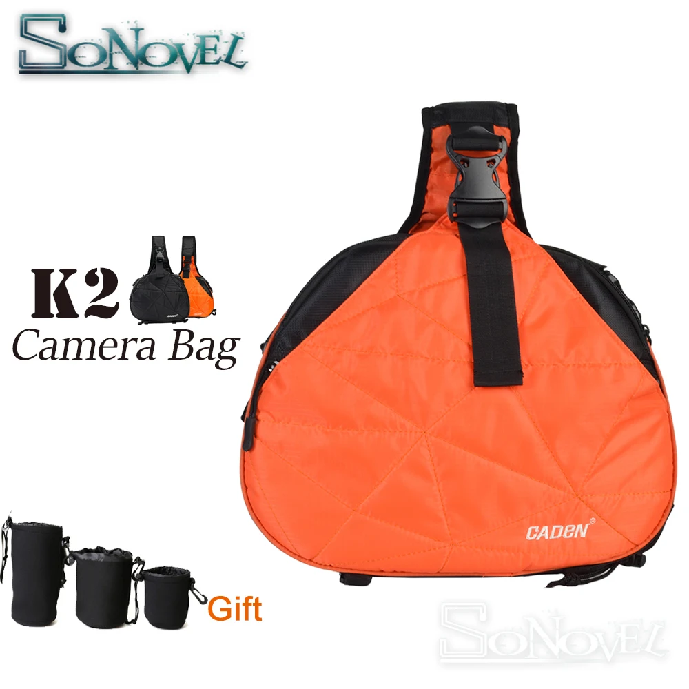

Caden Waterproof Travel Small DSLR Shoulder Camera Bag with Rain Cover Triangle Sling Bag K2 for Sony Nikon Canon with Lens case