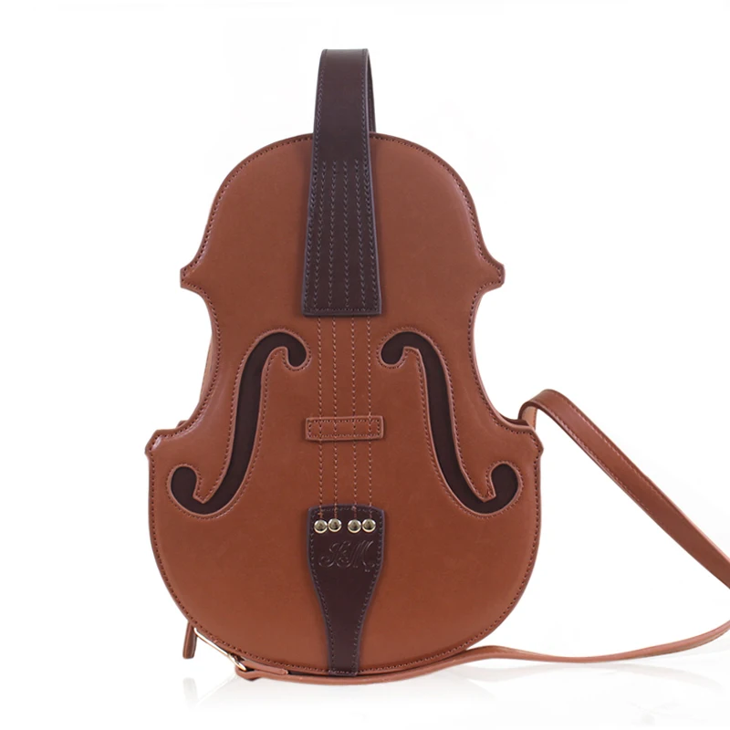 Forma de Bolsa de Couro Lolita para Mulheres do Vintage de Couro Bolsa do Mensageiro da Menina Único Violino Bolsa Crossbody Ocasional pu