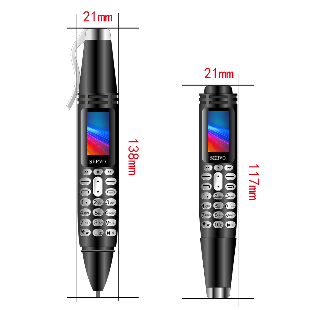 Call recording pen Mobile phone SERVO K07 0.96" small Screen Dual SIM Sync Contact Flashlight Bluetooth Dialer Mini Cellphone
