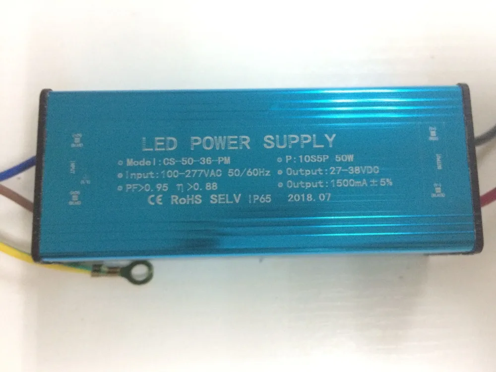 Fedex 10 pieces 2020 high pfc High quality Waterproof 10 Series 5 parallel 50W constant current driver 1500MA DC20-39V