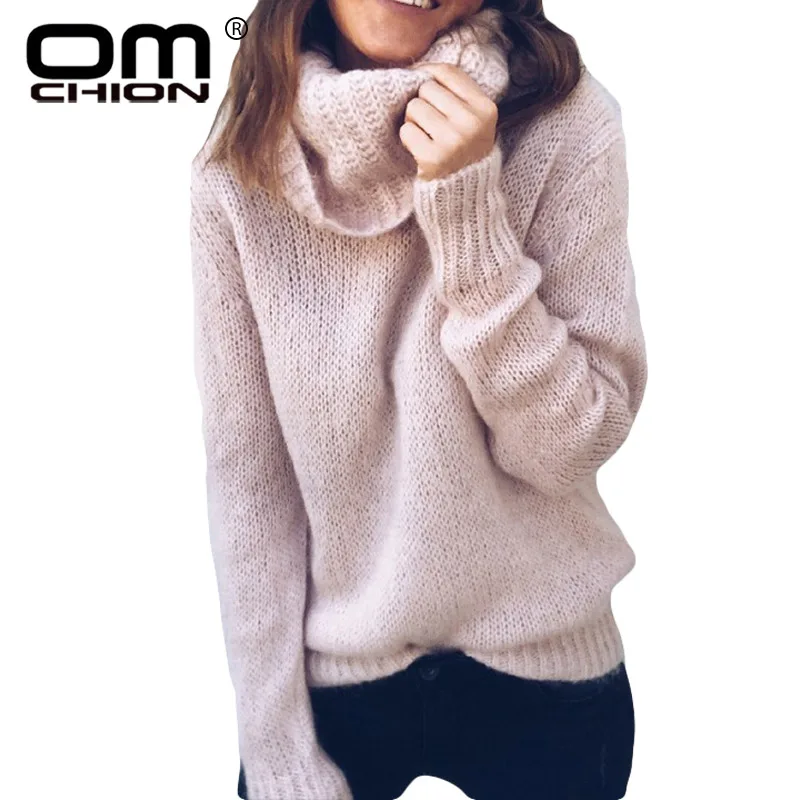 

OMCHION Roupas Feminina Christmas Turtleneck Sweater Women Casual Loose Street Knit Pullover 2018 Autumn Korean Jumper LMM122