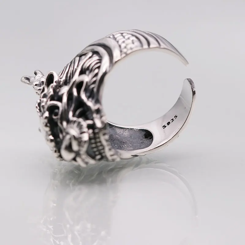 SOQMO, мужское кольцо,, настоящее 925 пробы, серебро, панк, дракон, регулируемое, модное, животное, кольцо, ювелирное изделие, рождественский подарок, SQM222