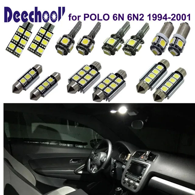 deechooll 5 x Car LED Bulbs for VW POLO 6N 6KV 1994 2001,Canbus White