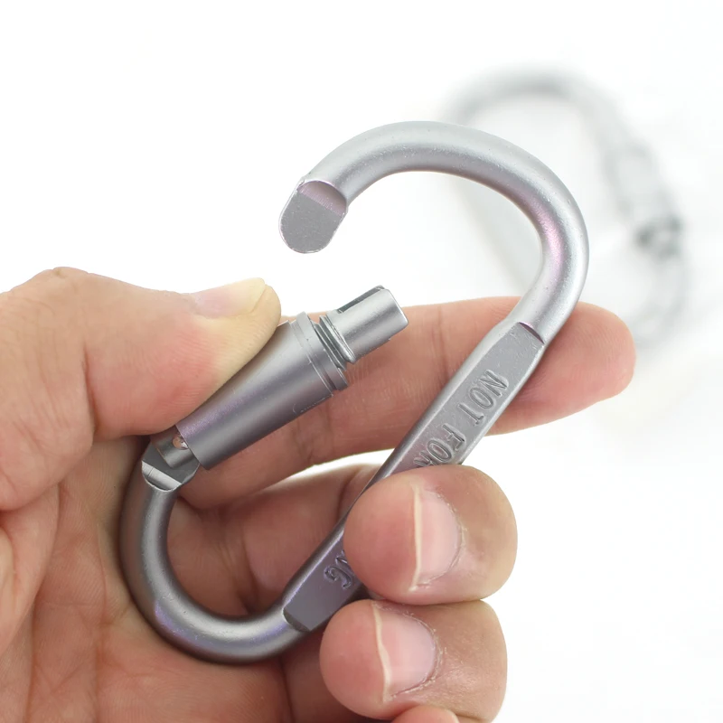 

D Shaped Aluminum Climbing Carabiner Screw Lock Keychain Clip Hanging Hook Travel Kits for Outdoor Camping Hiking Keys Keyring