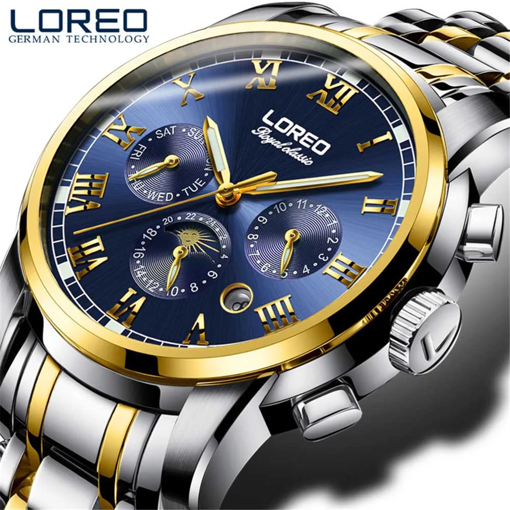 Плавать 50 м автоматические механические часы спортивные мужские LOREO лучший бренд класса люкс мужские наручные часы модные повседневные мужские s relojes hombre