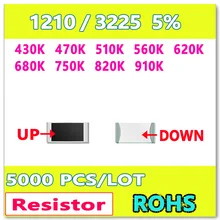 Оригинал 1210 J 5% 5000 шт. 430 К 470 К 510 К 560 К 620 К 680 К 750 К 820 К 910 К Высокое качество smd резистор 1210 ОМ