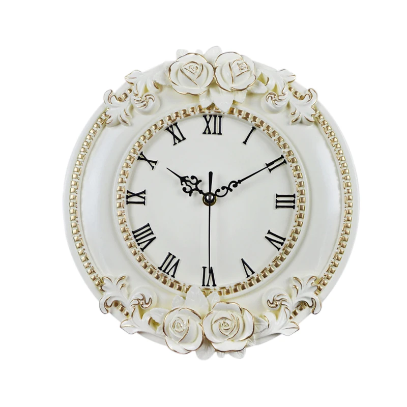 

A Creative Resin Craft Rose Flower European Decorative Digital Wall Clock Quiet Room Clock Hotel Restaurant Decoration