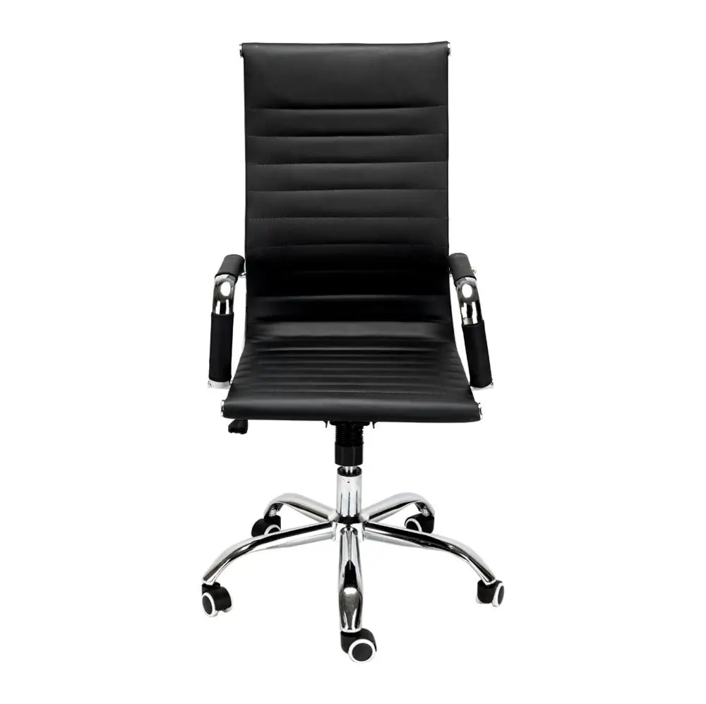 Искусственная кожа с высокой спинкой поворотный стул черный 360 градусов поворотный Регулируемый офисный стул для домашнего офиса