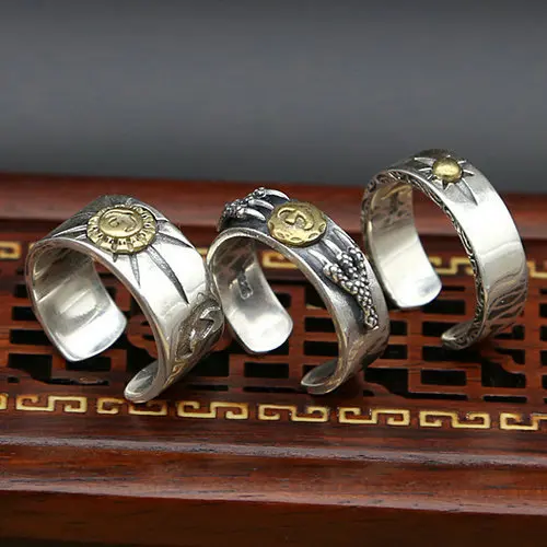 Takahashi Kagura Goro Piume Di Modo S925 Sterling Silver Retro Thai Argento Star Oro Fly Eagle Open Ended Dell'Anello Degli Uomini E Delle Donne