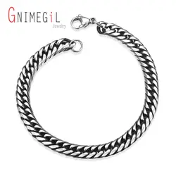 GNIMEGIL Pulseira Masculina Нержавеющая сталь браслет Серебряный тон звено цепи Браслеты браслеты для мужские ювелирные изделия подарок хорошее