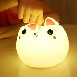 Красочные силиконовые кошка ночник светодиодный USB лампа животных мягкий мультфильм лампы прекрасный подарок для детей Спальня Детские