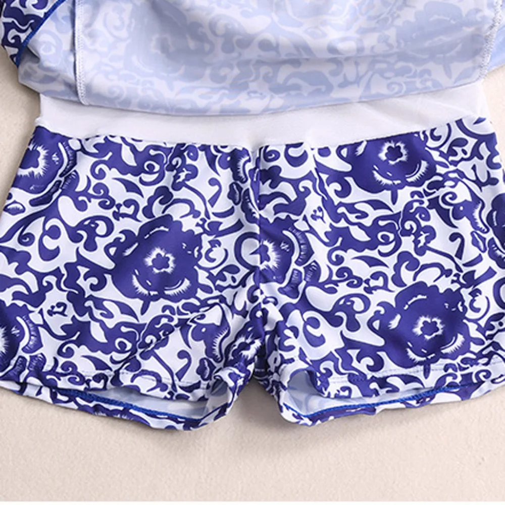 2019 women plus-size strapless sexy bikini set blue and white porcelain print summer beach swimsuit push up bikinis mujer 40J10 (7)