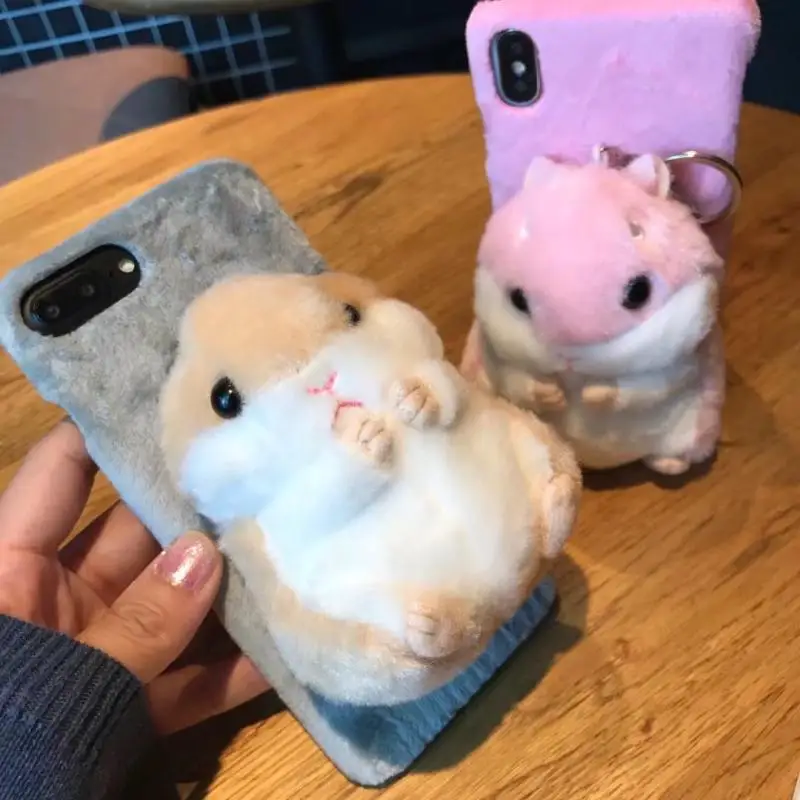 

Hamst Fur Case For Iphone 11 Pro Max 11pro XS 8plus 7 6s Cute Fluffy Warm Fluffy Cover Phone Case For Iphone XR XS MAX SE 5S