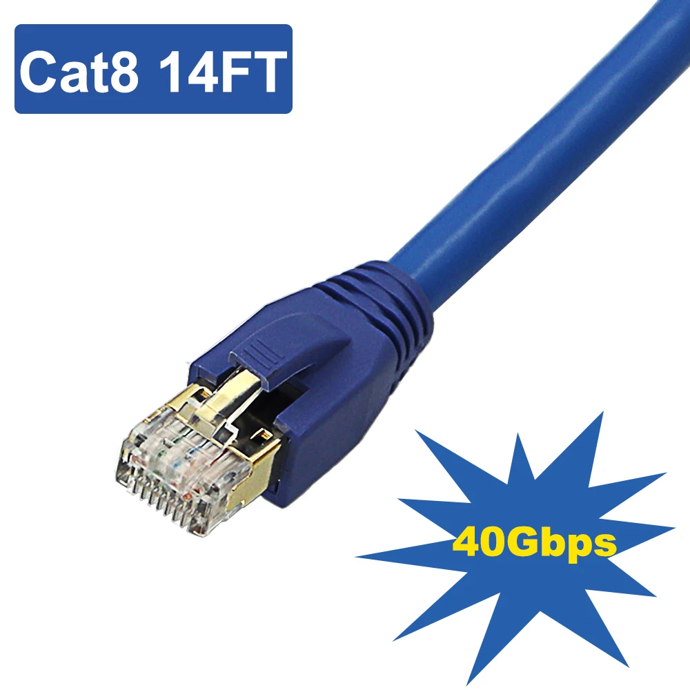 Сетевой кабель Ethernet Cat8 (14 футов) 40 Гбит/с 2000 МГц высокоскоростной Поддержка