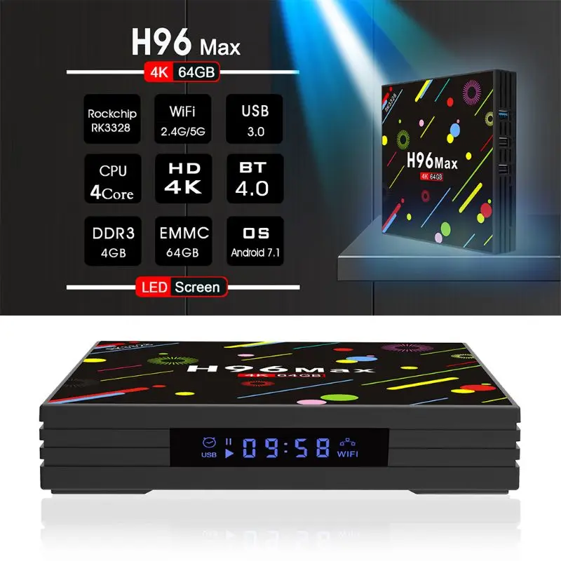 

1 Set H96 MAX H2 TV Box For Android 7.1 1080P 4G RAM + 64G ROM WiFi Smart 4K Internet Remote Wireless Home Appliance EU/AU/US/UK