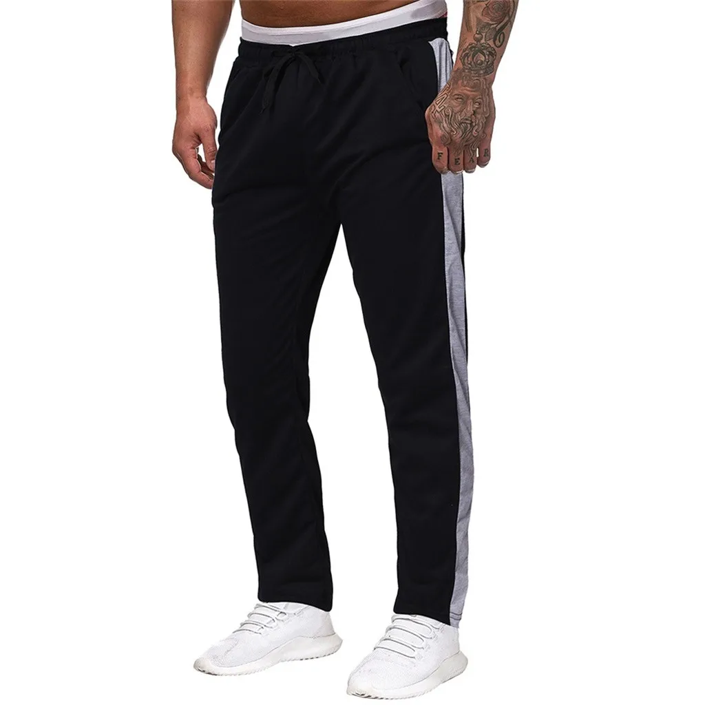 

Men Stripe sweatpants Joggers Plus Size Trousers loose Sports Pant Fitness Male Tracksuit drawstring Workout Training sportswear