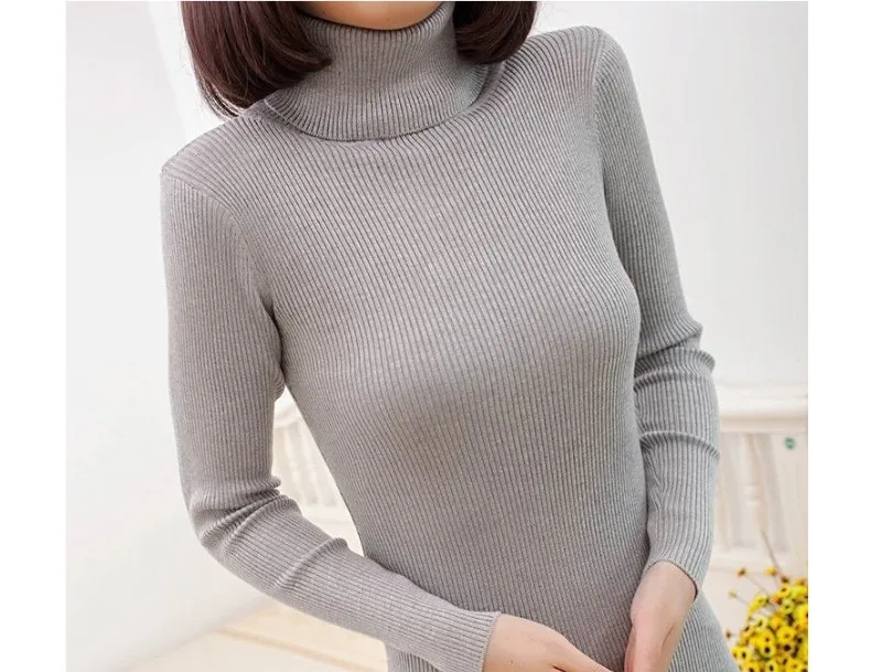 2017 women's slim medium-long turtleneck sweater thickening sweater knitting sweater pattern 47