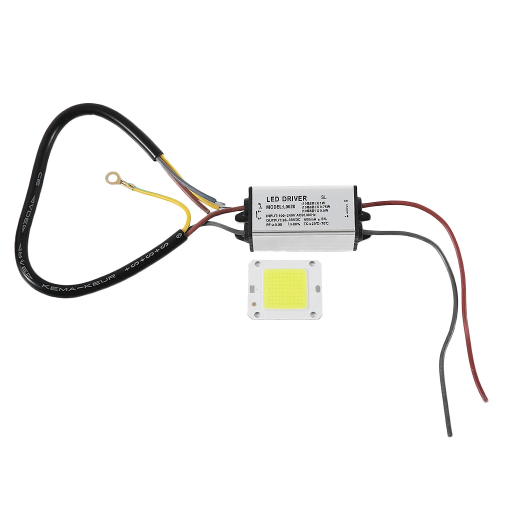 Светодиодный светильник с интегрированными чипами 10 Вт/20 Вт/30 Вт/50 Вт, светодиодный светильник с драйвером, источник лампы высокой мощности COB для DIY, прожектор, светильник для лужайки