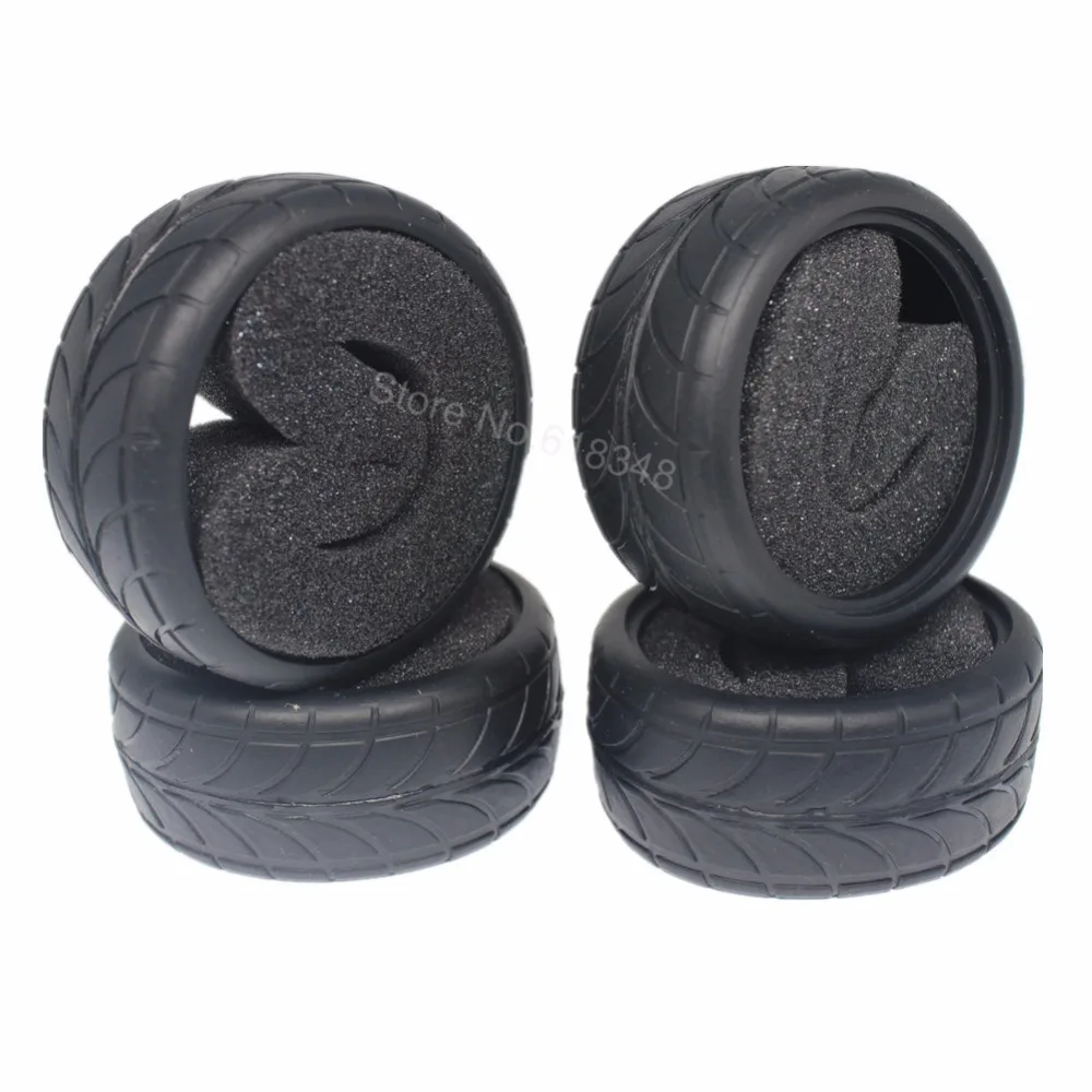 4 Pieces 1.02'' / 26mm RC On Road Car Tyres With Foam Inserts For 110