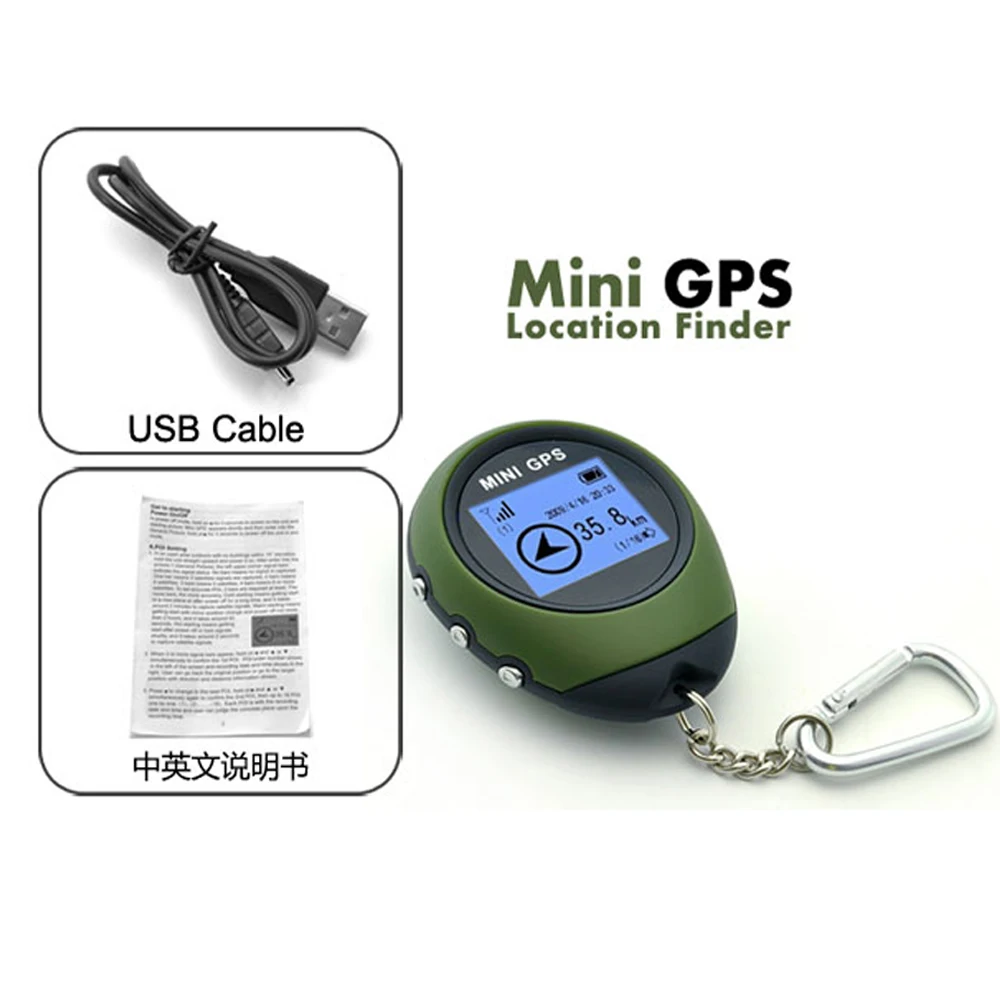 Podofo New Mini Handheld GPS Navigation Receiver Location Finder USB Rechargeable with Electronic Compass for Outdoor Travel