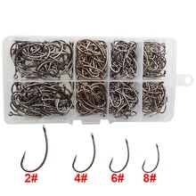 Hyaena 400 шт. 8245/набор Высокоуглеродистая Сталь Крючки для ловли карпа серебряный цвет тефлоновое покрытие круг кривой хвостовик Карп волосы установки крючки