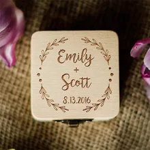 Деревенская шкатулка для свадебного Кольца На заказ имя, дата, деревянный держатель для кольца, Индивидуальная коробка для свадебного кольца