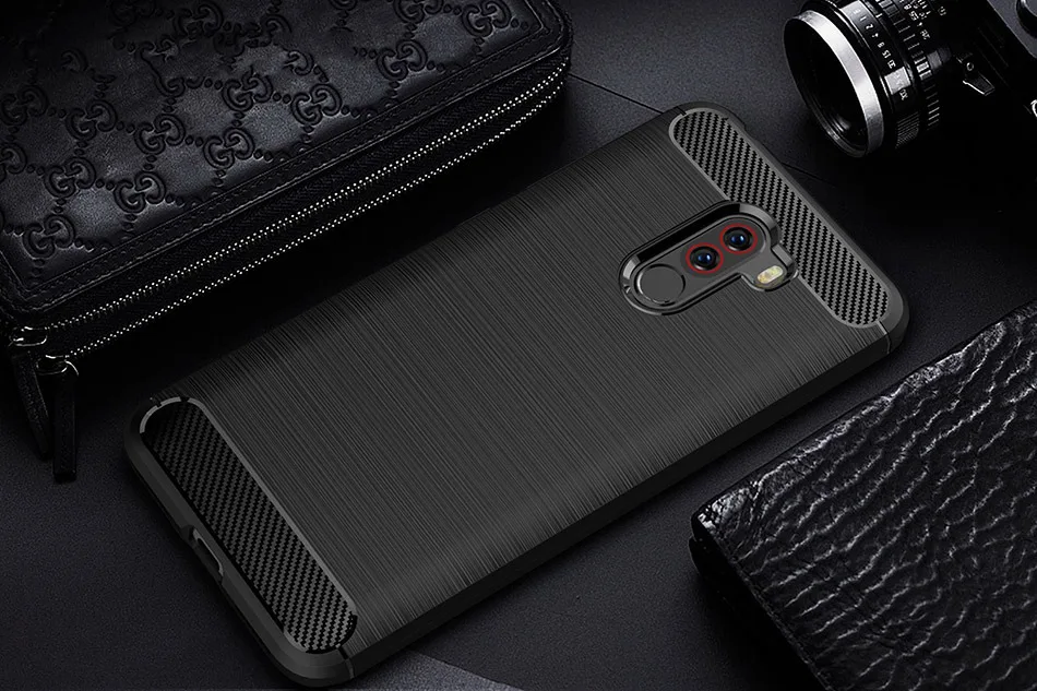 TOMKAS Phone Case Silicon Cover On For Xiaomi Pocophone Poco F1 PocoF1 PocophoneF1 Carbon Fiber Case Soft TPU Global Xiomi Funda (10)