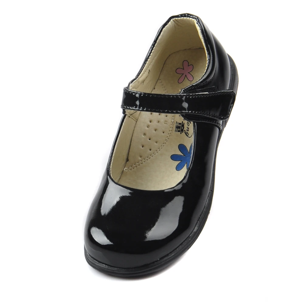 girls black leather school shoes
