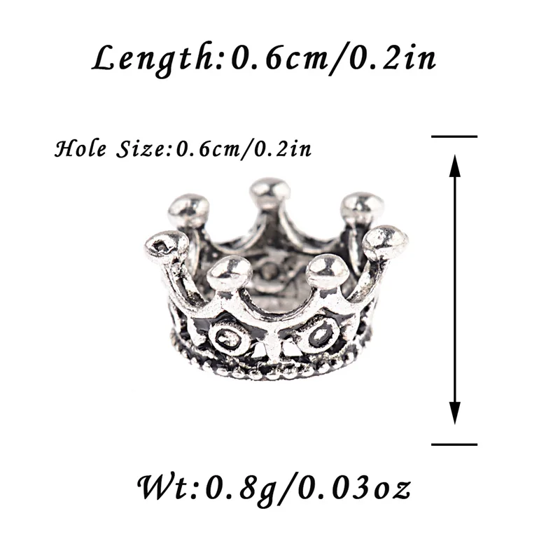 OIQUEI, 10 шт., 25 шт., 50 шт., большое отверстие, спейсер в виде короны, бусины для изготовления ювелирных изделий из металлического сплава, подходит для браслета, ювелирные аксессуары