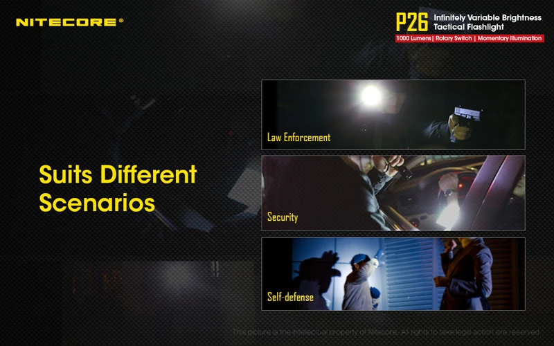 Nitecore P26 LED Infinitely Variable Brightness Tactical Flashlight (8)