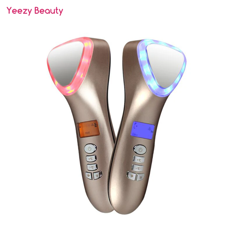 LED Hot Cold Hammer Ultrasonic Cryotherapy Facial Lifting Vibration Massager Face Body Skin Wrinkle Acne Removal Beauty Machine