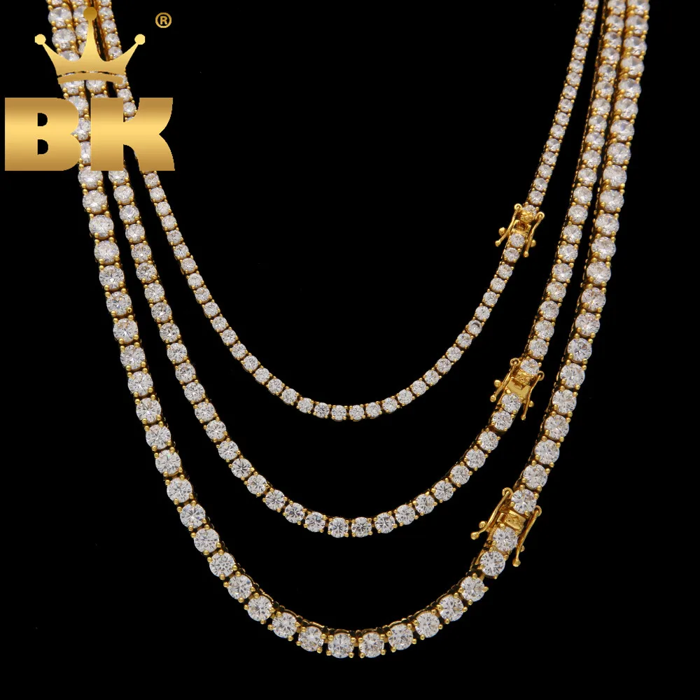 

3mm 4mm 5mm Round Cut Iced Out Cubic Zirconia Tennis Link Chain Hiphop Top Quality CZ Box Clasp Necklace Women Men Jewelry