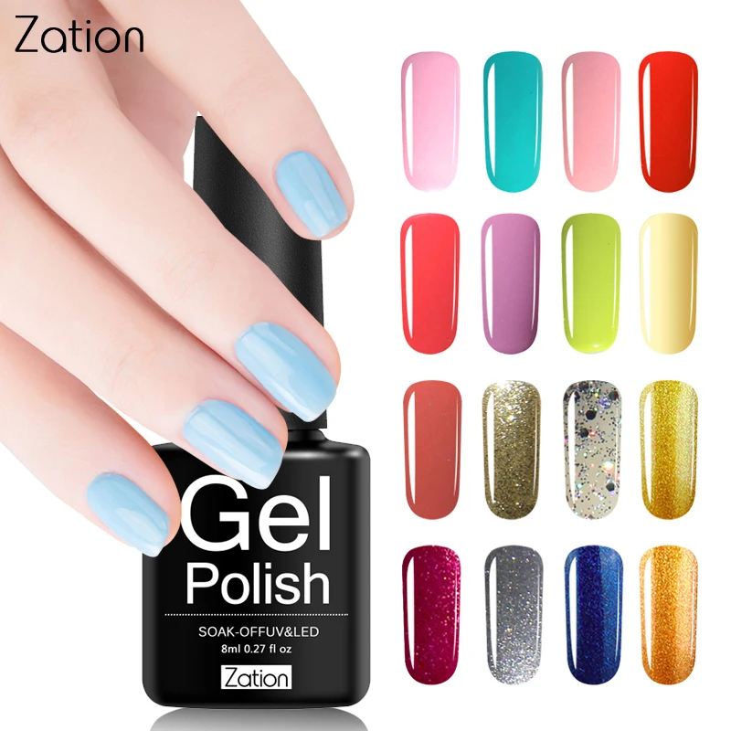 

Zation Enamel Vernis Semi Permanent One Step Nail Gel Polish No Need Top and Base 3 In 1 UV Gel 8ml Nail Art Varnish Painting
