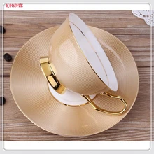 1Pcs Golden Coffee cup and saucer Tea Cup Tray Tea Time Cafe Drinkware Brief Coffee Cup Saucer Breakfast Milk Coffee Cup 7ZDZ480