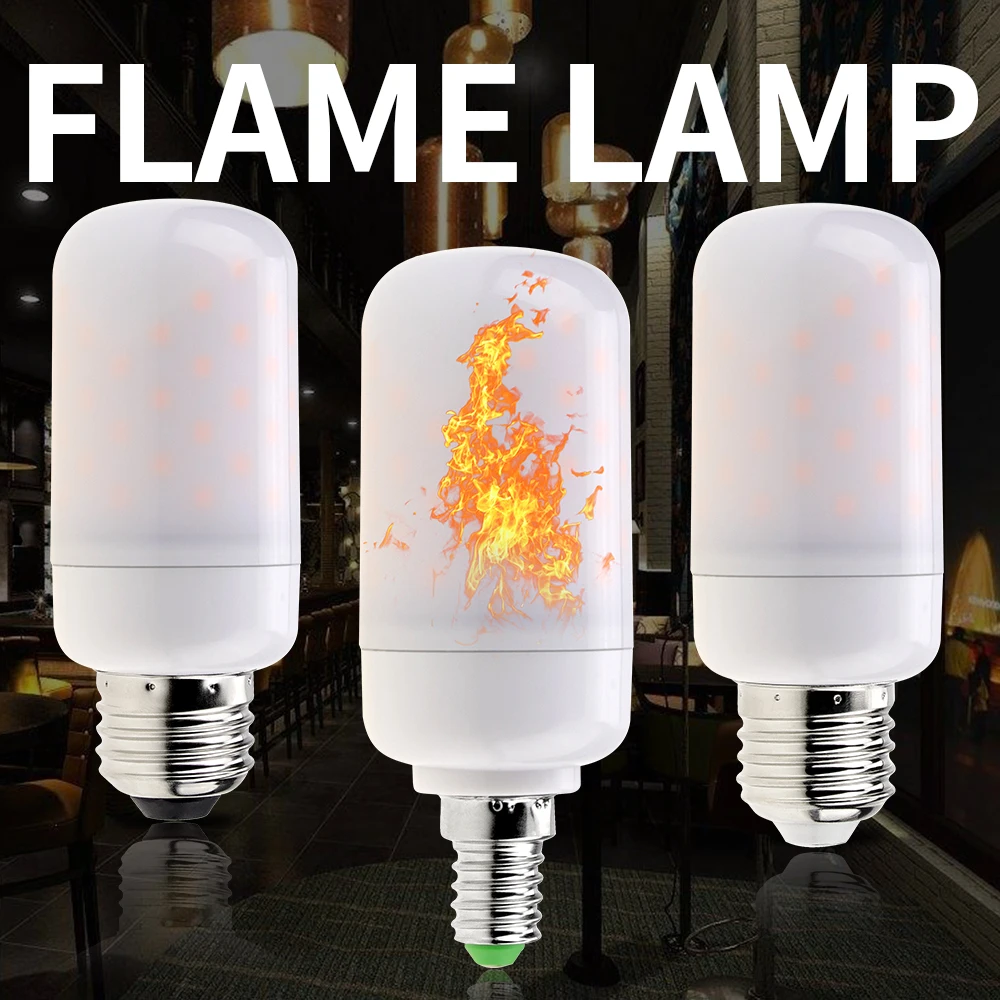 

E27 Flame Effect Bulbs LED Lamp Flame Bulb LED E14 Flicker Light E26 220V Emulation Flaming Decorative 63leds Chritmas 2835 SMD