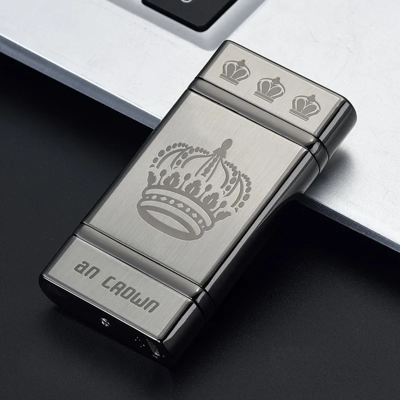 

2017 New Double Arc Pulse Ligthers Novelty light sensitive Cigarette Lighters Smokeless 2 Cross are USB Electronic lighter