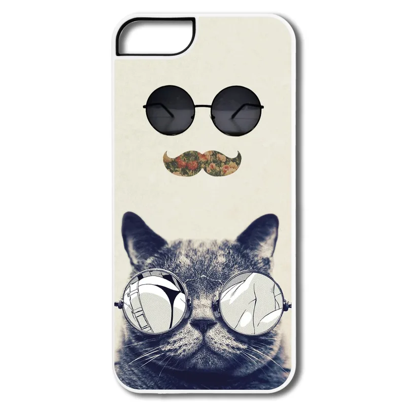 Best Sell Hard Covers Funny cat with glasses Custom Make Case For Iphone 5 5s Accept Your Own Photos Free shipping |