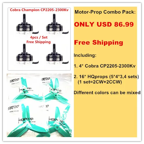 Cobra Motor CP2205 2300 Motor Prop Combo pack for Mini font b drone b font Fpv