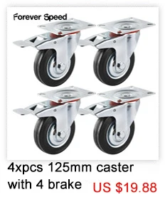 4pcs 75mm Heavy Duty 200kg Swivel Castor Wheels Trolley Furniture Chair Caster Rubber Brake Trolley Wheel ruedas para mueble