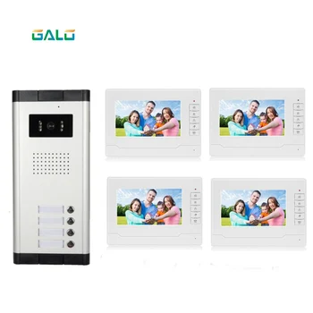 

Multi apartment video intercom system 7 inch memory video doorphone for 4 family